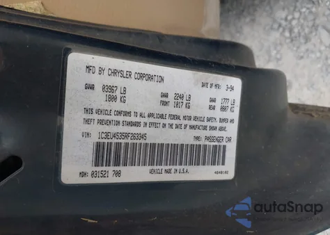 1994 Chrysler Lebaron Gtc/Lx z USA, uszkodzony, nr VIN 1C3EU4535RF263345